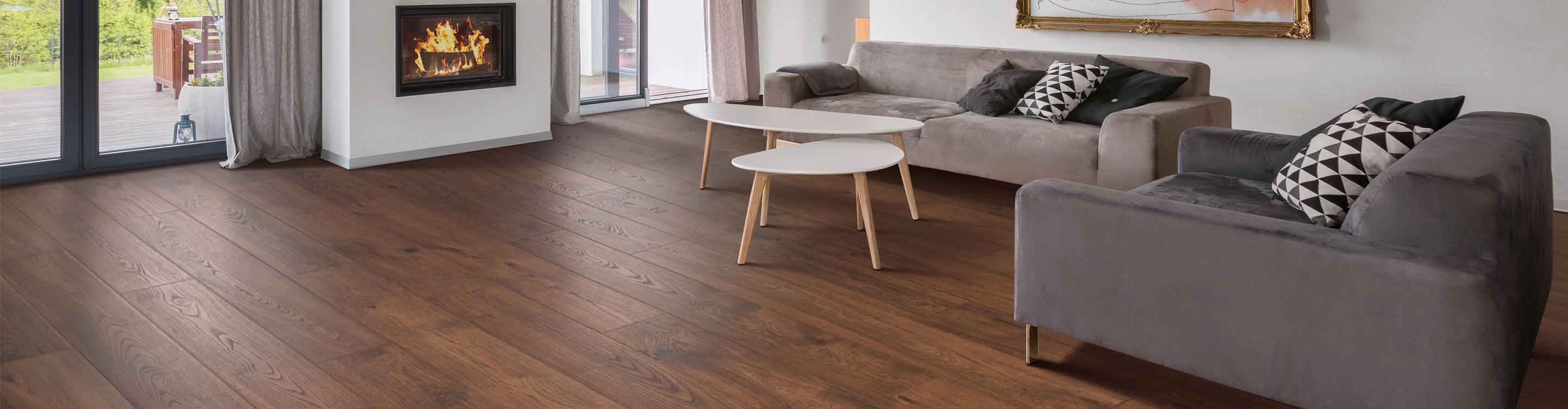 Laminate flooring in Elizabethton, TN, living room with furniture and fireplace